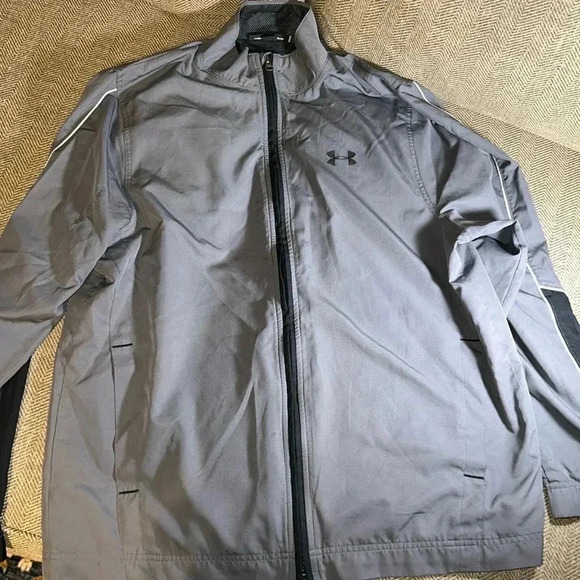 💥Under armour men zipper jacket grey and black size large - Picture 1 of 7